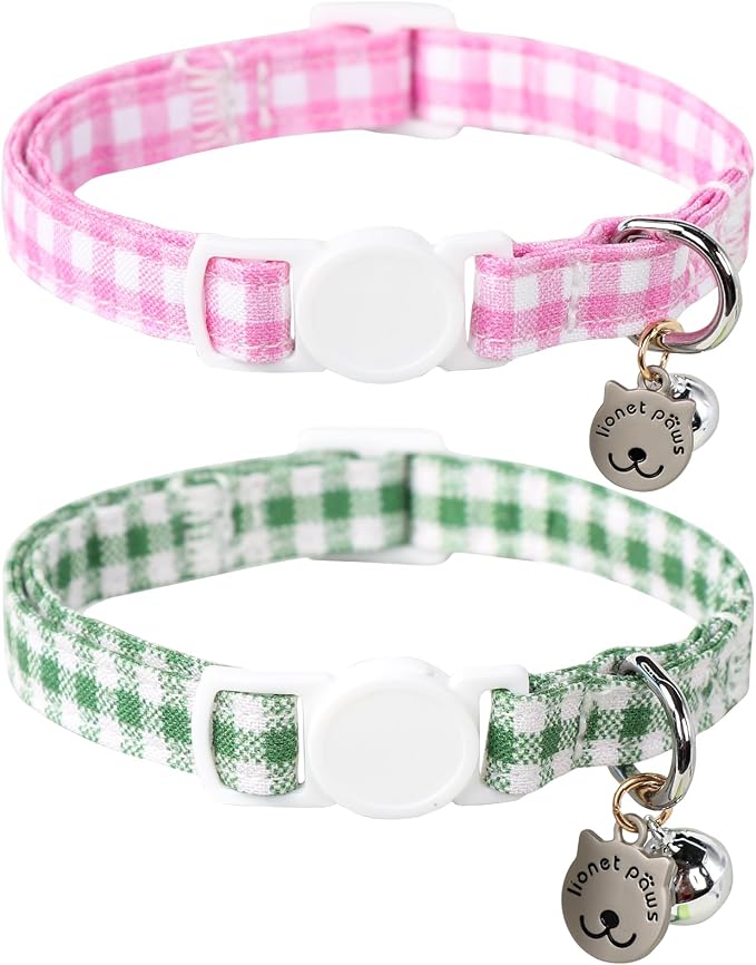 Lionet Paws 2pcs Pack Cotton Cat Collar, Breakaway Buckle by lionetpaws