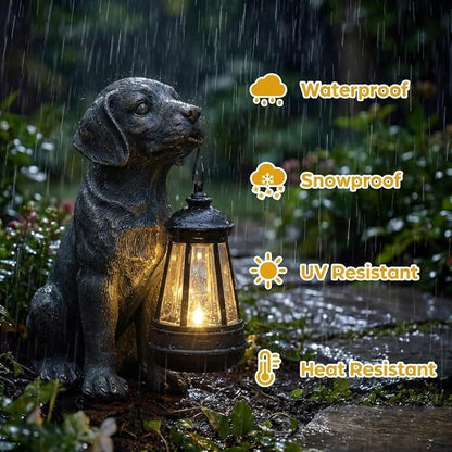 Lyeasw Solar Dog Statues with Lantern – Waterproof Outdoor Dog Figurines - Image 6