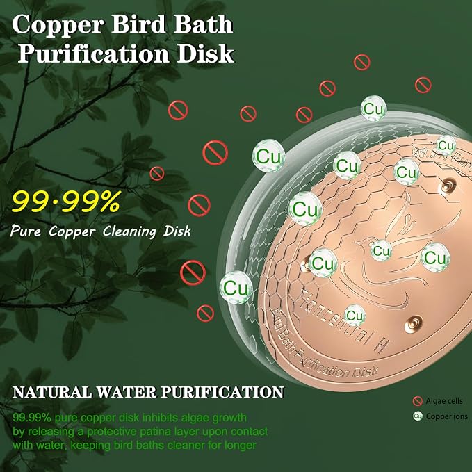 TIANCENTRAL H Bird Bath Copper Disk 2PCS-99.99% Pure Copper Cleaning Disk - Image 3
