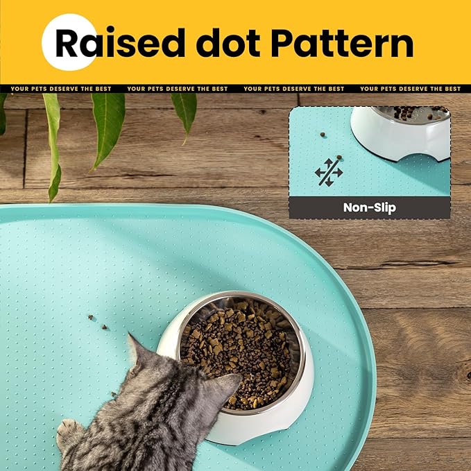 Dog Food Mat, 1/2 Inch Raised Edges Cat Feeding Mat - Image 8