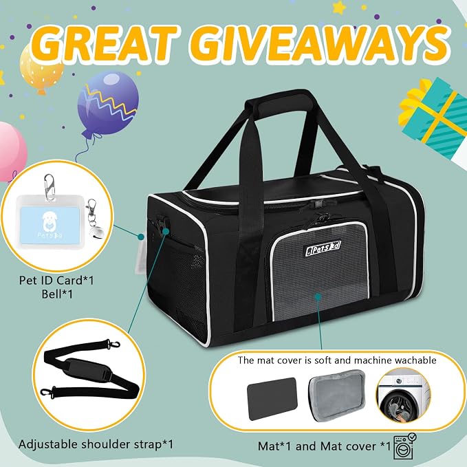 Petskd Pet Carrier 17x11x9.5 Alaska Airline Approved, Pet Travel Carrier Bag - Image 7
