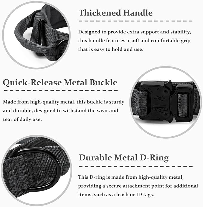 Tactical Dog Collar, Adjustable Military Training Nylon Dog Collar - Image 2