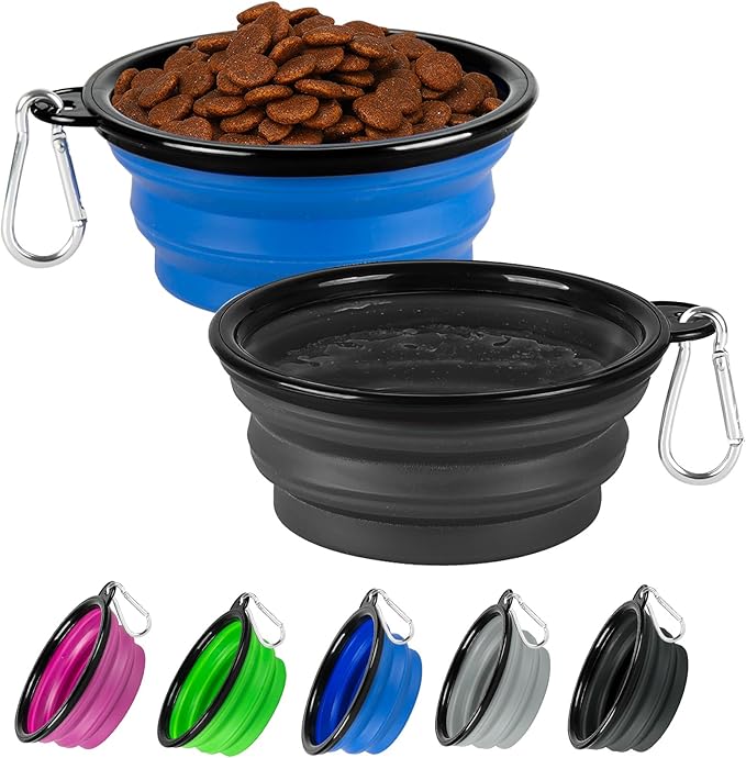 Dog Bowl Collapsible, 2 Pack Portable Foldable Travel Water Bowl Food Dishes by HOSCAPE