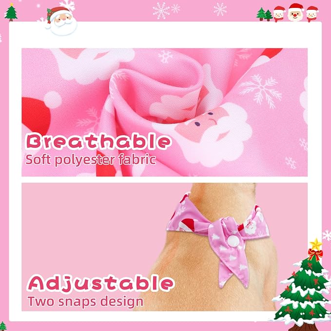 PAWCHIE Christmas Dog Bandanas 4 Pack, Reversible Dog Party Triangle Scarf Bibs - Image 4