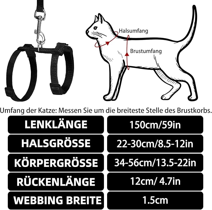 PUPTECK Adjustable Cat Harness and Leash Set Escape Proof Kitten Strap Collar - Image 2