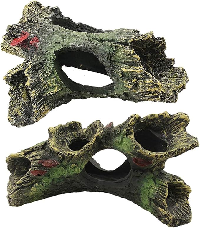 DoubleWood 2 PCS Decaying Trunk Betta Fish Driftwood Resin Crafts Ornament by DoubleWood