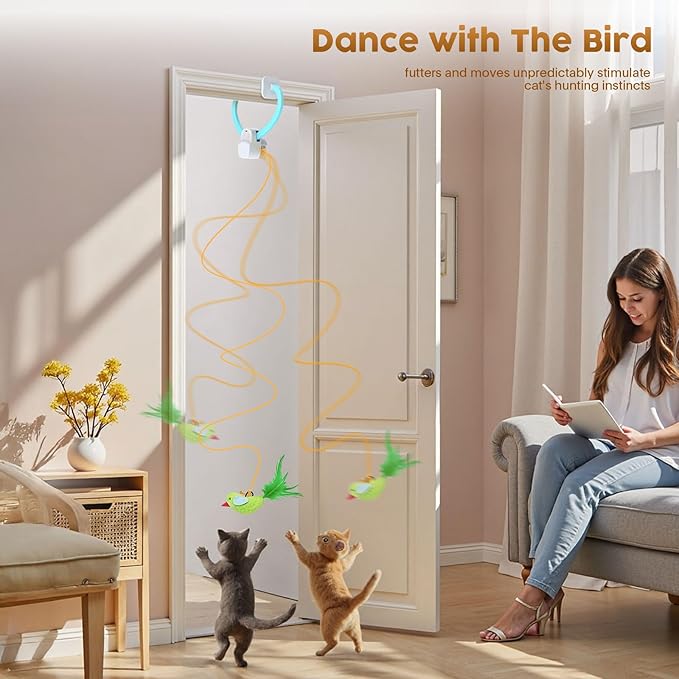 Interactive Cat Toys for Indoor Cats: Automatic Flying Bird Feather Wand Chase - Image 4