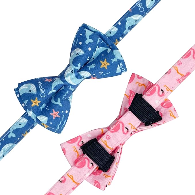 2 Pack Cotton Cat Collar with Bow Tie and Bell - Image 5