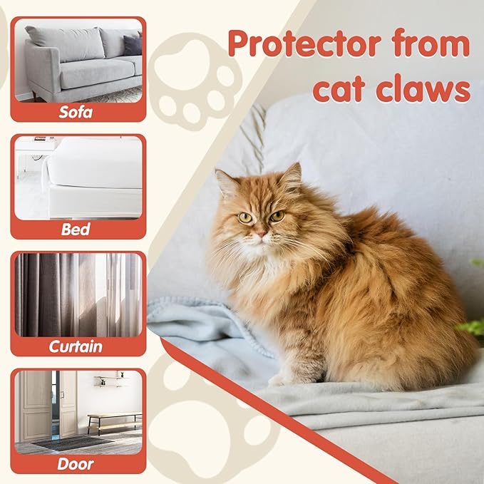 18 PCS Large Cat Scratch Furniture Protector, Transparent Couch Protector from - Image 6