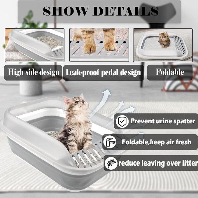 kathson Collapsible Litter Box for Kittens, Low Entry Senior Cat Litter Box - Image 3