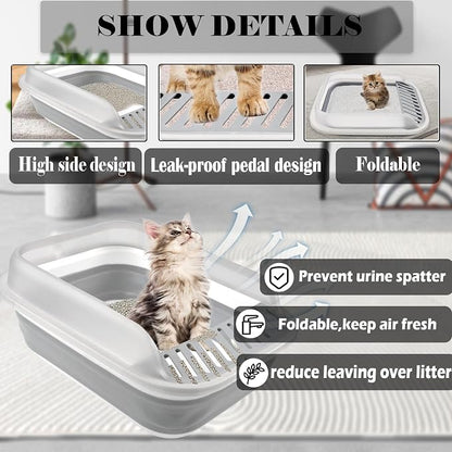 kathson Collapsible Litter Box for Kittens, Low Entry Senior Cat Litter Box - Image 3