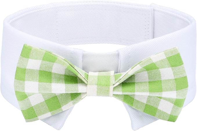 Segarty Dog Bow Tie, Adjustable Green Plaid Bowtie Collar by Segarty
