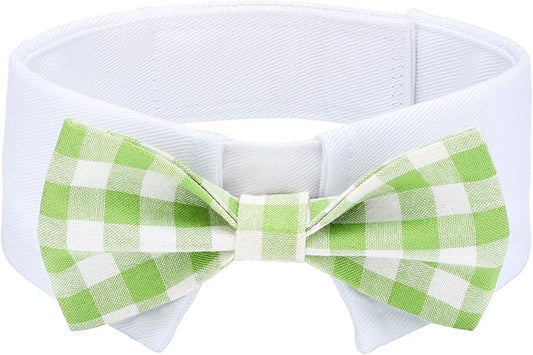 Segarty Dog Bow Tie, Adjustable Green Plaid Bowtie Collar by Segarty
