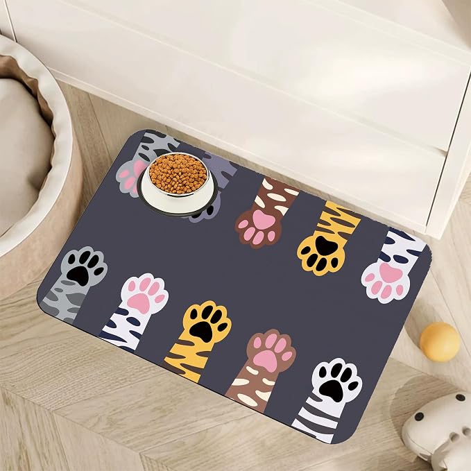 Cute Cat Paw Print Dog Food Mat by Unknown