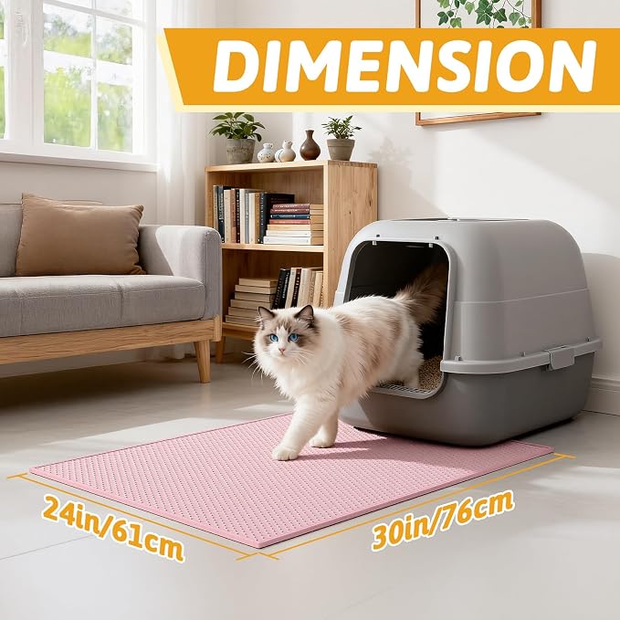 Pieviev Cat Litter Mat Double Layer Waterproof Urine Proof Trapping Mat 1 Pack) - Image 2