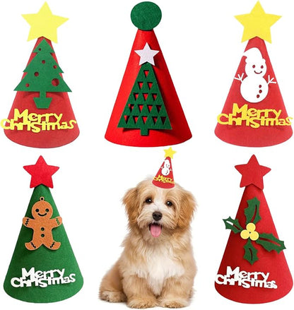 5 Pcs Christmas Dog Hats Cute Cats Party Hats Pet Set Dogs Santa Hats Puppies by Cellcacn