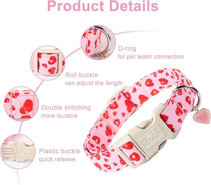 Valentines Dog Collar, Cute Pink Dog Collar - Image 2