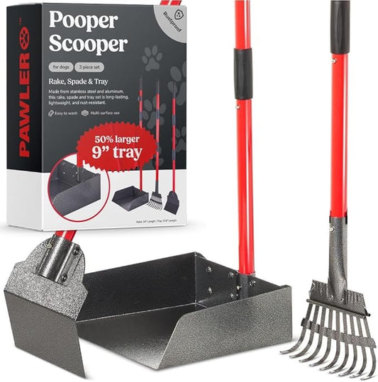 Pooper Scooper for Large Dogs, Small Dogs and Horses, Metal Poop Scooper Set by Pawler