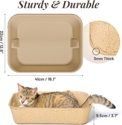 10 Pack Disposable Cat Litter Boxes, Durable Leak-Proof Cardboard Kitty Litter - Image 2