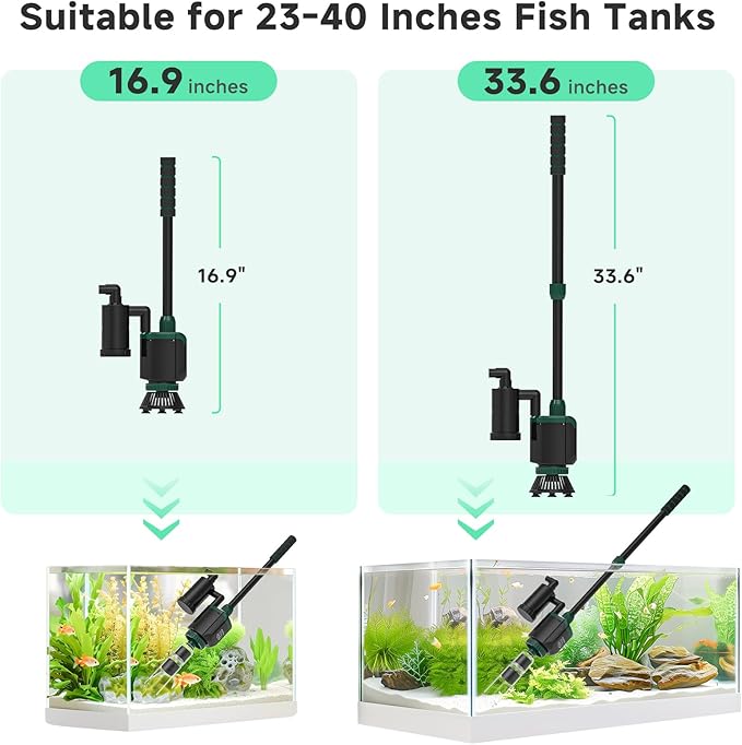 AQQA Fish Tank Cleaner, 34W 600GPH DC Gravel Vacuum - Image 6