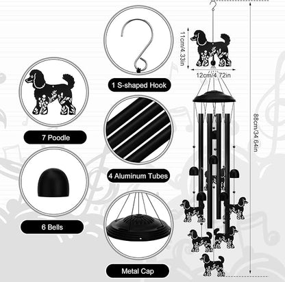 Poodle Wind Chimes for Garden, 34.6 Inch Weather-Resistant Metal Windchime - Image 2