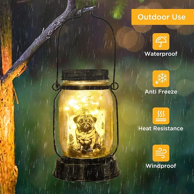 kyoryuger Pug Dog Gifts for Women/Men Pug Dog Solar Lanterns Mom Birthday Gift - Image 6