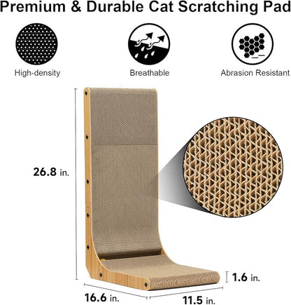 FUKUMARU Cat Scratcher, 26.8 Inch L Shape Cat Scratch Pad Wall Mounted - Image 3
