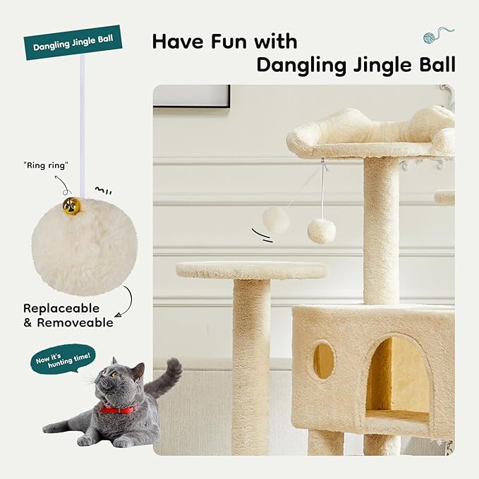 DUMOS 54-inch Indoor Cat Tree Tower –Multi-Level Pet House - Image 4