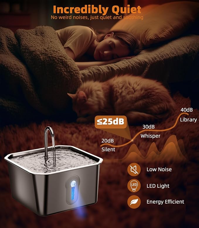 4L Large Capacity Cat Water Fountain Stainless Steel - Image 4