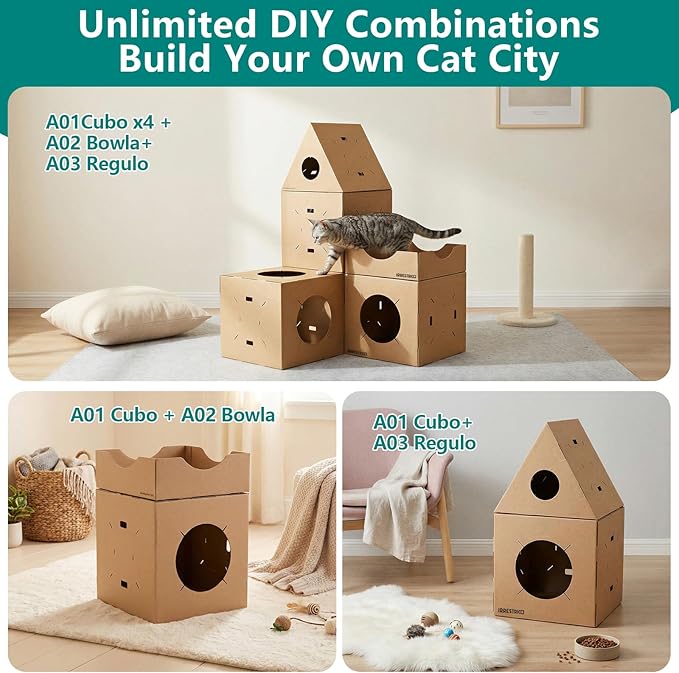 Modular Cardboard Cat Condo System, Triangle Cat Tunnel Module, Foldable - Image 6