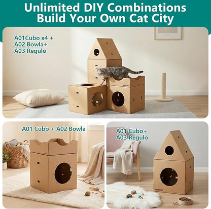 Modular Cardboard Cat Condo System, Triangle Cat Tunnel Module, Foldable - Image 6