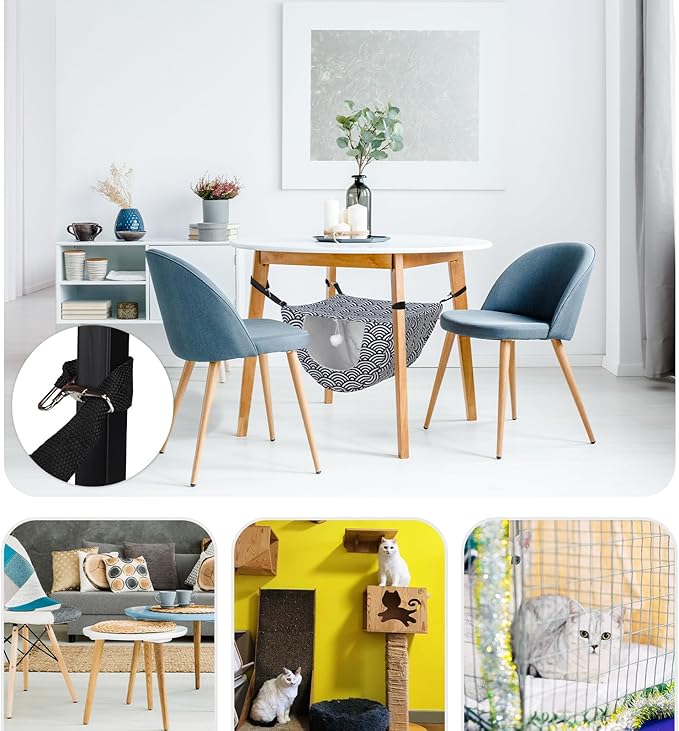 Unittype 2 Pieces Cat Cage Hammock Hanging Pet Bed Double Layer Soft Plush - Image 5
