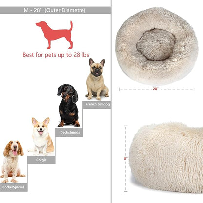 Calming Donut Dogs Beds for Small Dogs Washable, 28inch Plush Round Pet Bed for - Image 4