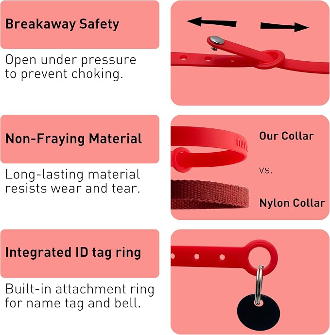 Red Cat Collar - Soft, Comfortable, and Lightweight Breakaway Collar - Image 3