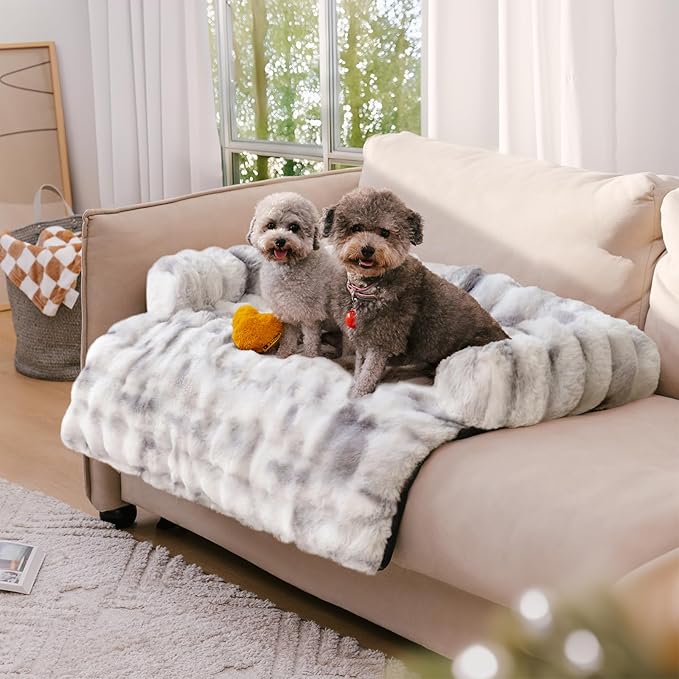 FUNNY FUZZY Pet Fluffy Fuzzy Couch Cover, Calming Washable Dog Bed Sofa by FUNNYFUZZY