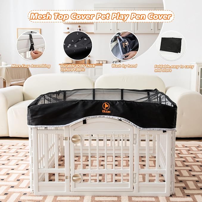 PJYuCien Dog Playpen Mesh Top Cover, Fits 36 Inch 4 Panels Regular Square - Image 6