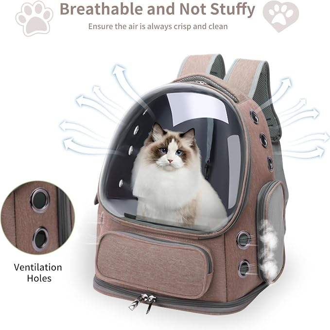 Cat Backpack Carrier for Cats and Small Dogs, Breathable Cat Bubble Backpack - Image 2