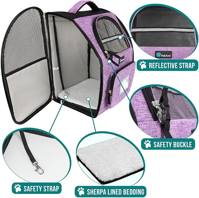 PetAmi Dog Backpack Carrier for Small Large Cat, Ventilated Pet Hiking Backpack - Image 4
