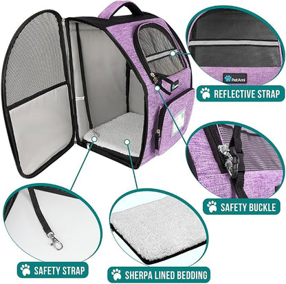 PetAmi Dog Backpack Carrier for Small Large Cat, Ventilated Pet Hiking Backpack - Image 4