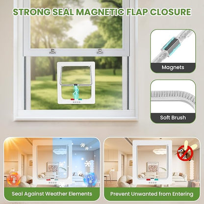 Cat Door for Window, 4 Locking Modes for Safety Cat Window Door, Fits 14"-24" - Image 5