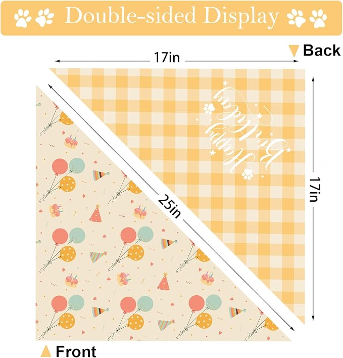Happy Birthday Dog Bandanas, Double Sided Adjustable Birthday Party Pet - Image 6