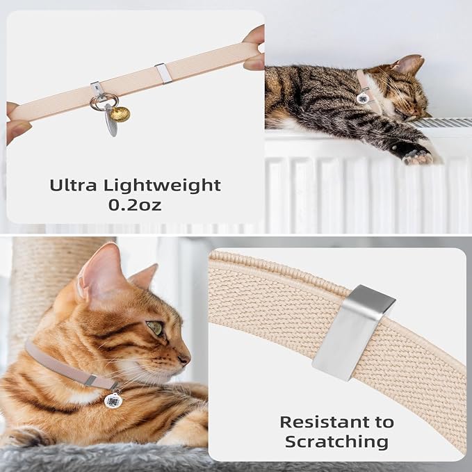 Cat Collar with Bell, Stretch Elastic Quick Release, Non Breakaway Lightweight - Image 3