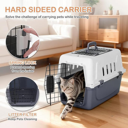 MoNiBloom 18-Inch 2-Door Top Loading Cat Carrier, Plastic Dog Crate Hard-Sided - Image 3
