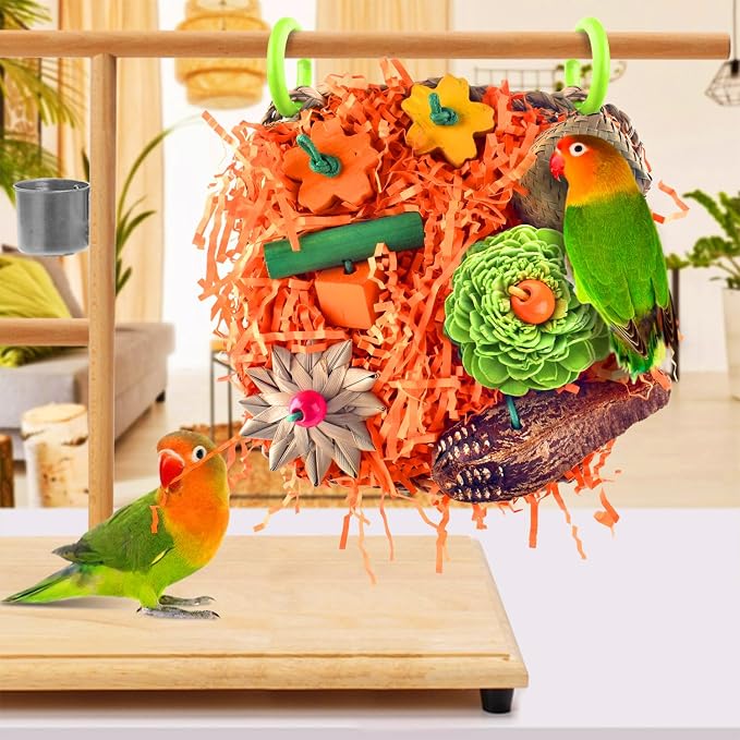 KATUMO Bird Toys, Conure Grass Mat Shredder Toys Parakeet Toys Parrot Foraging - Image 7