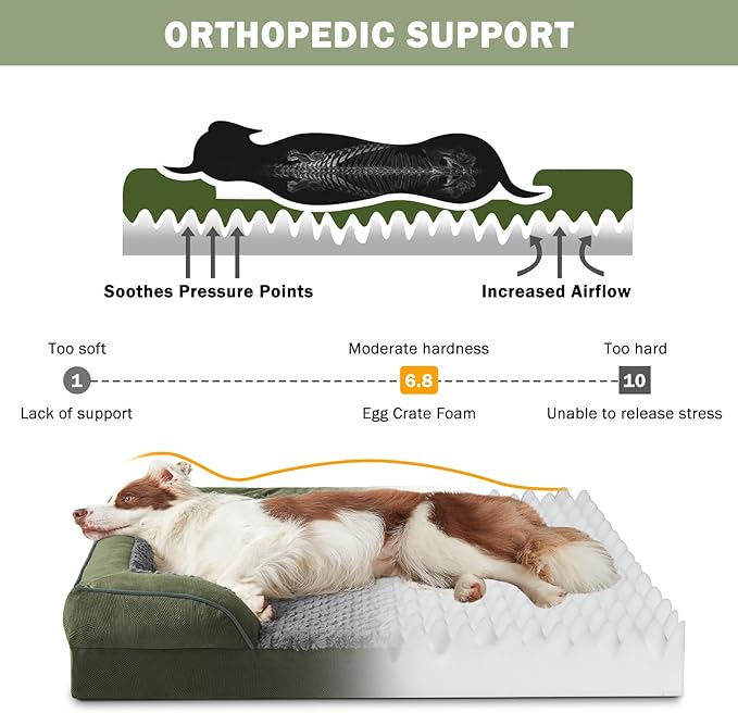 INVENHO Orthopedic Dog Beds Large Sized, XL Egg-Crate Foam Dog Couch - Image 2