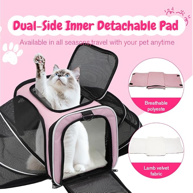 Double Expandable Cat Carrier, Airline Approved Soft-Sided Pet Travel Carrier - Image 6