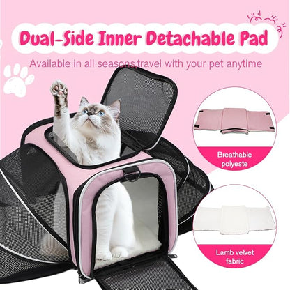 Double Expandable Cat Carrier, Airline Approved Soft-Sided Pet Travel Carrier - Image 6