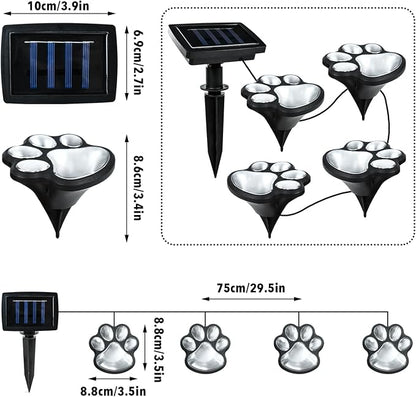 Animal Paw Print Solar Lights Outdoor Garden Decor, 4 Pack Paw Print Lights - Image 2