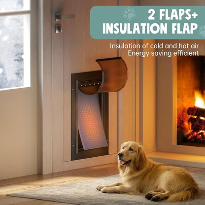 Dog Door for Door All Aluminum 3 Flaps Black, Large Dog Doggy Doggie Door - Image 4