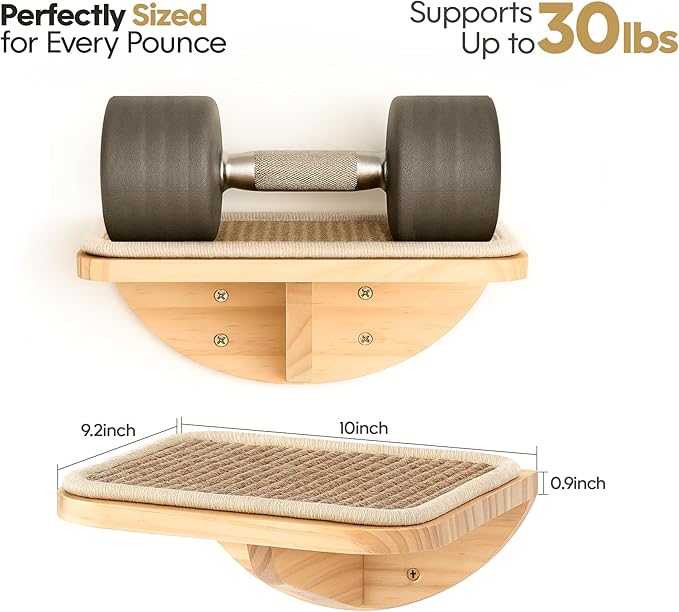 Cat Window Perches, Curved Cat Wall Sisal Mat Bed and 2 Floating Wall Steps - Image 4